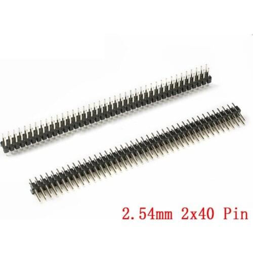 10Pcs 2.54mm 2x40 Pin 80 Pin copper Pitch Male Double Row Pin Header Strip Straight Needle Connector