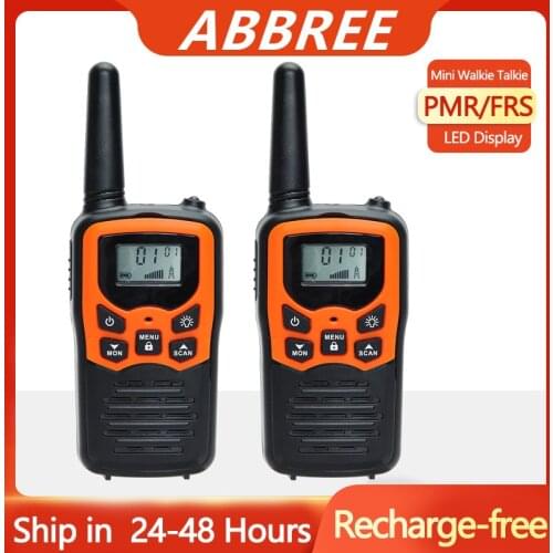 2pcs ABBREE Mini Handheld T5 Walkie Talkie High Power PMR FRS License Free Portable Radio Communicator Transceiver Two Way Radio