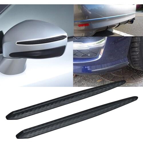 2pcs Car Bumper Protector Corner Guard Anti-Scratch Strips Sticker Carbon Fiber Style Body Mirror Bars Protection