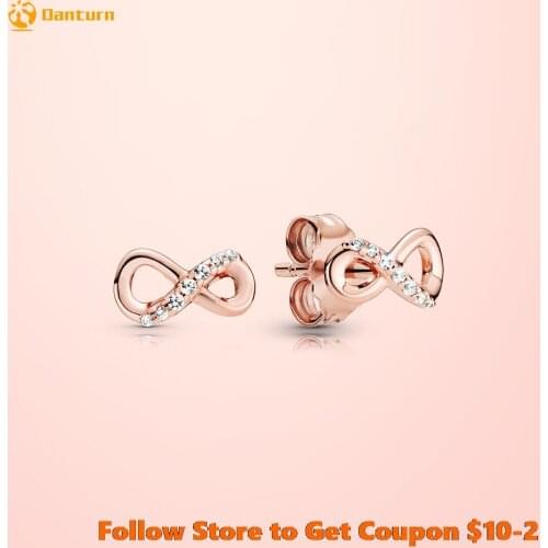 2020 summer new Authentic 100% 925 Sterling Silver Sparkling Infinity Stud Earrings Unique Design ever Women Jewelry