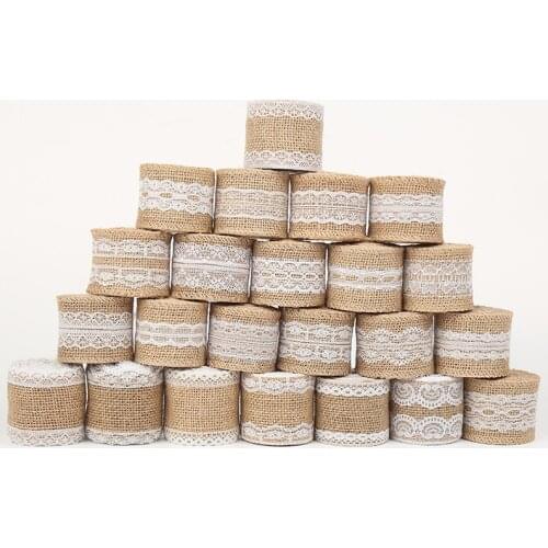 5M Natural Jute Burlap Ribbon Rustic Vintage Wedding Decor 2inch Width Hessian Lace Tape Christmas Birthday Party Supplies DIY