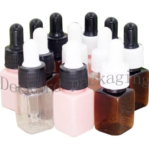 50pcs 10ML Serum Plastic Bottle,Spuare Cosmetic Packaging Sample Bottles, Perfume Packaging, 10ml Lotion plastic Dropper Bottle