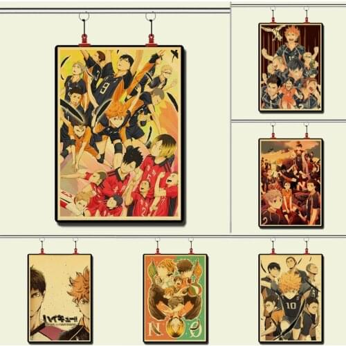 Anime cartoon Haikyuu!! Retro poster kraft paper decoration painting poster decoration bar bedroom living room