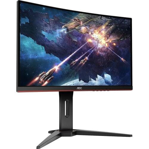 AOC C24G1 24" Curved Frameless Gaming Monitor, FHD 1080p, 1500R VA panel, 1ms 144Hz,FreeSync,Height adjustable,VESA, 3-Year Zero