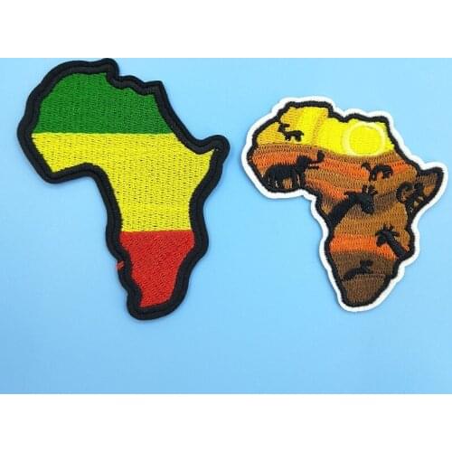 Africa Mainland Map Patch DIY Embroidery Clothing Appliques Iron on Patch Stripe for Garment Apparel Accessory