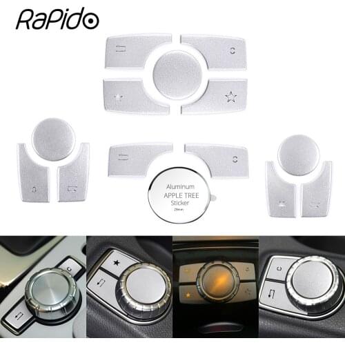 Car Multimedia Knob Button Trim Cover Sticker for Mercedes Benz A B C E CLA GLA ML GL GLK Class W176 W246 W204 W212 C117 X156