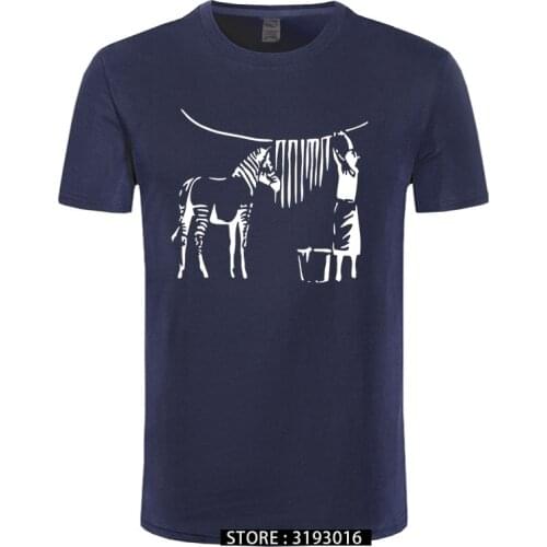 Banksy Zebra Funny Graphic Tee Shirt Cool Men Tshirt Classic Short Sleeve Print Casual Loose Japanese Tshirt for Male