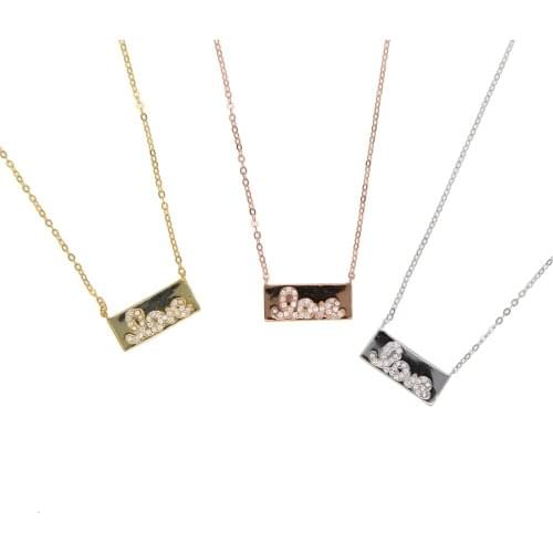 Fashion jewelry 100% sterling silver rectangle Bar stamped Lettering LOVE necklace pendents delicate fine chain grilfriend gifts