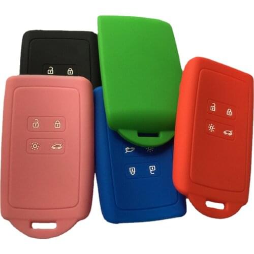 Silikon Key Cover Protector 4 Button For Renault Megane 2017,Soft Skin Silicone Case KeyChain For Kadjar Koleos Keyless Remote