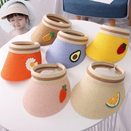 Baby Sun Hat Children Straw Hollow Top Beach Cap Summer Kids Hat Fruit Bucket Caps 2-4 Years Cotton Outdoor Bonnet Casquette