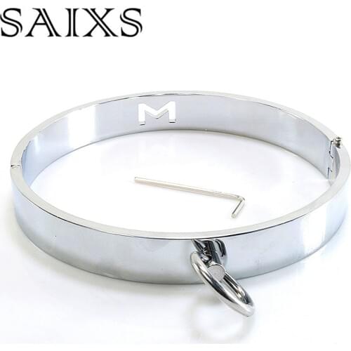 Dia 12cm slave collar sex restraint collar Role Play metal Collar For Women sex bandage Games Drop shipping
