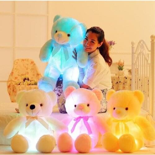 Creative Light Up LED Teddy Bear Stuffed Animals Plush Toy Colorful Glowing Teddy Bear Birthday Christmas Gift for Kids Children