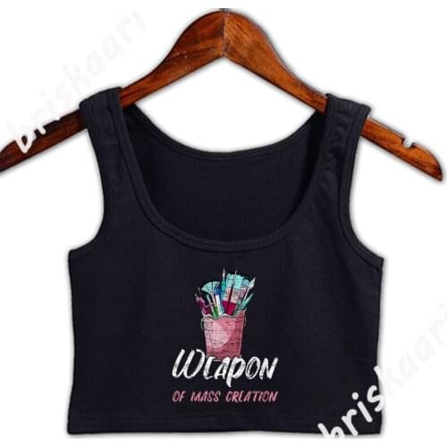 Artists Crop Top Summer Style Clothes O Neck Pattern Fit Top For Girls Designing Vest