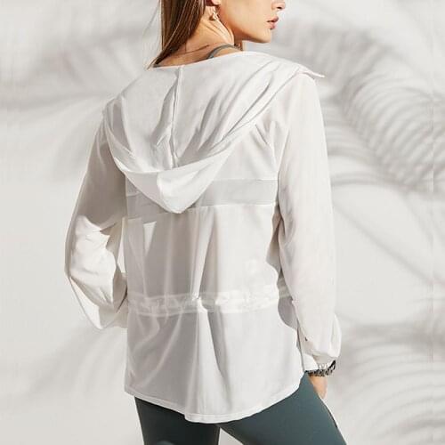 Zip Up Yoga Jacket Loose Hoodie Dry Fit Women Mesh Crop Top Long Sleeve Womens Tops And Blouses Sun UV Protection Shirt