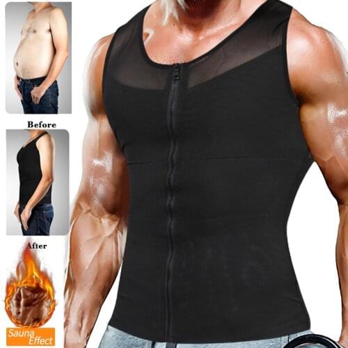 Men Slimming Body Shaper Bodysuit Compression Shirts Waist Trainer Corrective Posture Sweat Vest Corset Man Belly Belt
