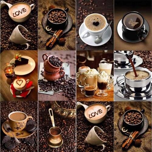 5D DIY Diamond Painting Full Drill Coffee Cups Rhinestone Mosaic Cross Stitch Kits Embroidery Wall Art Home Decor