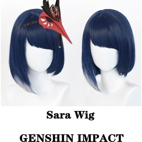 New Character Thunder Element Sara Cosplay Game Genshin Impact Archer Wig Anime Project Accessories Halloween Props 35CM Hair