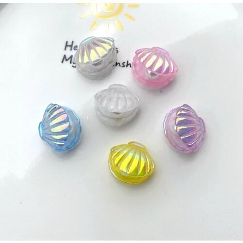 Wholesale 10Pcs/set Cute Color Plated Pearl Shells Flat Back Resin Cabochon Scrapbooking DIY Jewelry Craft Decoration Accessory