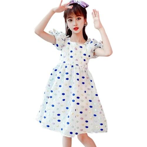 Girl Dresses Dot Pattern Dress For Girl Casual Children Dresses Summer Childrens Costumes For Girls 6 8 10 12 14