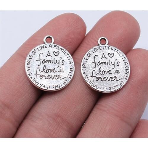 WYSIWYG 10pcs 17x17mm Antique Silver Color Family Plate Charms Pendant For Jewelry Making DIY Jewelry Findings