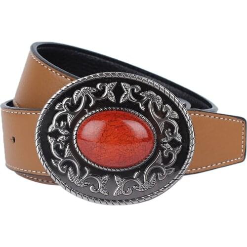 Western Cowboy Womens Mens Vintage Belt Waistband Metal Buckle Belt Wide Waist Belt