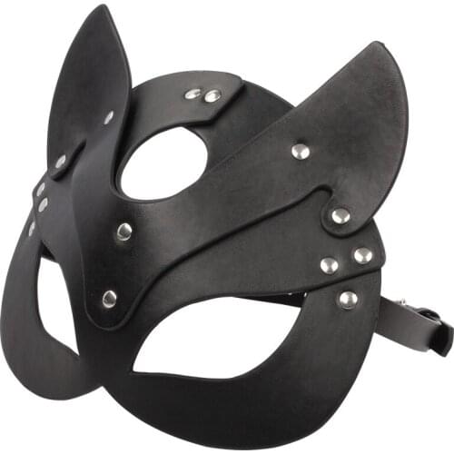 Sexy Toys Porn Fetish Head Mask Whip Bdsm Bondage Restraints PU Leather Cat Halloween Mask Sex Toys for Women Exotic Accessories