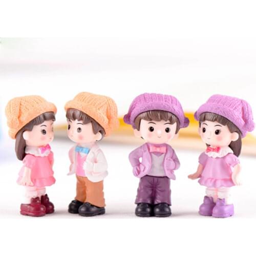 Resin Lovely Doll for DIY Dollhouse Accessories Lovers Couple Dollhouse Decoration Gift Toys for Children