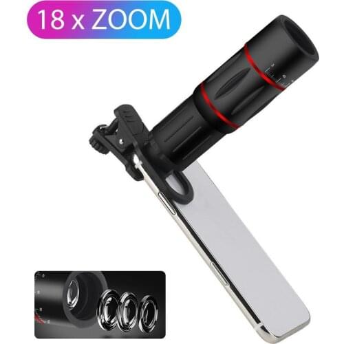 Universal Concert Mobile Phone Camera External 18X Zoom HD Telephoto Optical Lens With Clip For iPhone Samsung Xiaomi Huawei