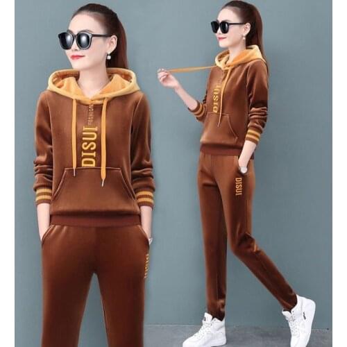Vintage Spring Autumn Winter Thicken Women Corduroy Pant Blazer Sweater & Pant 2021 Office Wear Women Suits Female Sets