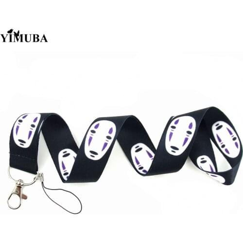 YIMUBA Spirited Away No Face Man Lanyard Id Badge Holder Keychain Anime Accessories Hanging Rope Straps for Mobile Phone Camera
