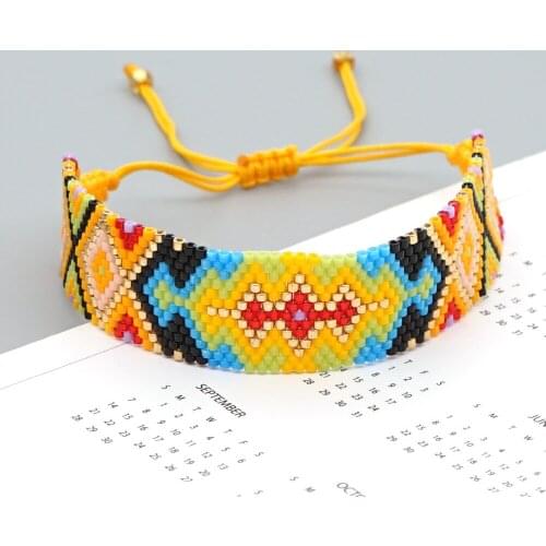 Bohemian Ethnic Style Geometric Eye Rice Bead Bracelet Handmade Beaded Jewelry Bracelets on Hand Women Jewelry Bracelet for Mem