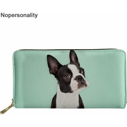 Nopersonality 3D Boston Terrier Prints Women Leather Wallet Case Ladies Credit Card Holder Purse Money Bags Portefeuille Femme