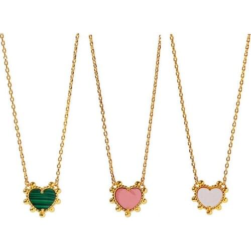 Top Quality 6 Colors Black White Red Green Shell Heart Charms Necklace for Women Fashion Chains Jewelry Wholesale