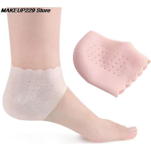 1 Pair Soft Silicone Foot Chapped Care Tool Moisturizing Gel Heel Socks Cracked Skin Foot Heel Protective Cover White / Pink