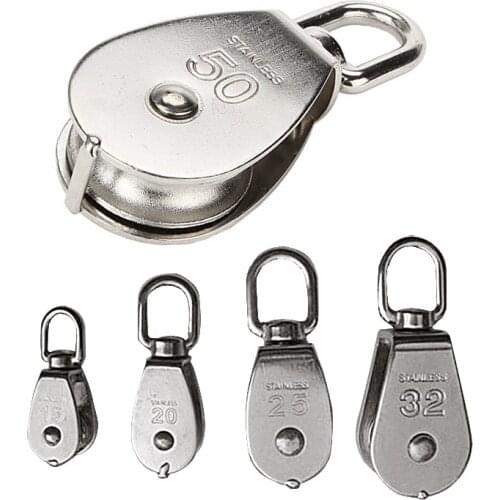 1pc Single Wheel Swivel Pulley Stainless Steel 304 Single Wheel Swivel Pulley Block Loading In Stock M15/M20/M25/M32/M50