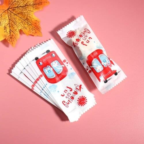 100pcs/lot Candy Packing Bag Homemade Cartoon Tracking Fun Bus Sugar Gifts Bag Handmade Peanut Candy Wrappers Nougat Wrapping