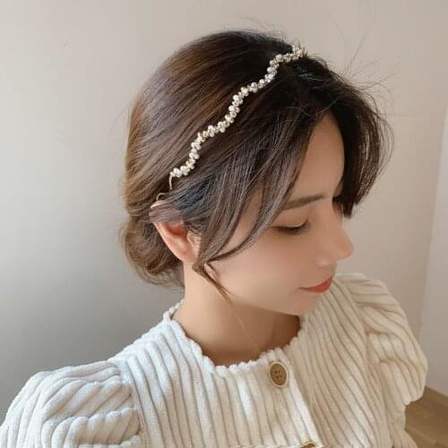 Pearl Wave Rhinestone Hair Hoop Elegant Headband Banquet Hairpin Headband Press Hair Accessories for Women