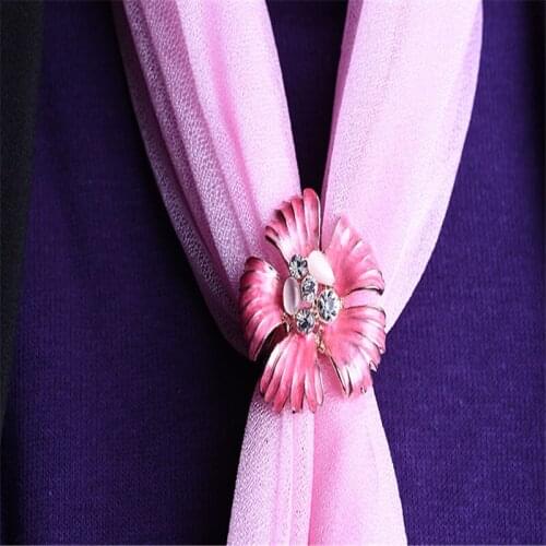 2018 Hot Fashion wild inlaid rhinestones Opal flower three-ring scarves buckle for female