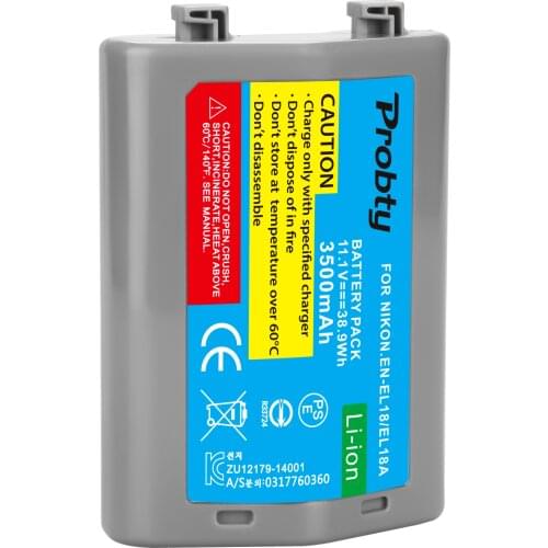PROBTY 3500mAh EN-EL18 EN EL18 ENEL18 EN EL18 Camera Battery for Nikon D4, D4S, D5 Cameras Nikon MB-D12, D800, D800E Battery Gri