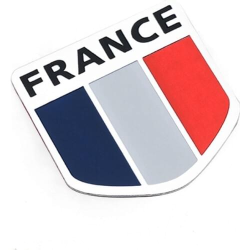Aluminum Alloy Shield Styling French National Flag Emblem Decals Car Trunks Decor France Flags Stickers 5x5cm