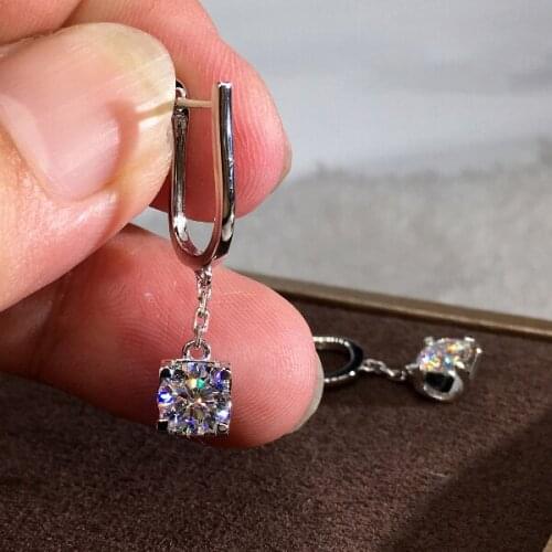 White Zircon Charm Female Hoop Earrings Trendy Bride Round Crystal Earrings Classic Gold Silver Color Wedding Earrings For Women