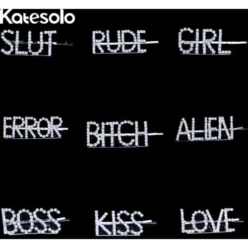 Shiny Hair Pins Wedding Hair Jewelry Crystal Rhinestone Letters Hair Clips Hairwear Ornaments for Kid Girls Party Gift