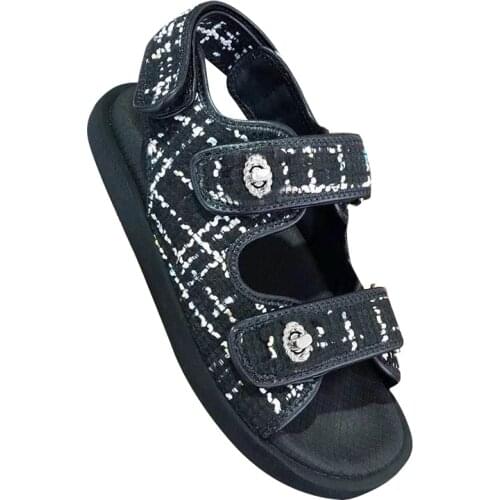 CHAREI 2021 Black and white sport flats for women sandals upper soft cowhide inner lining insole sheepskin lovers shoes