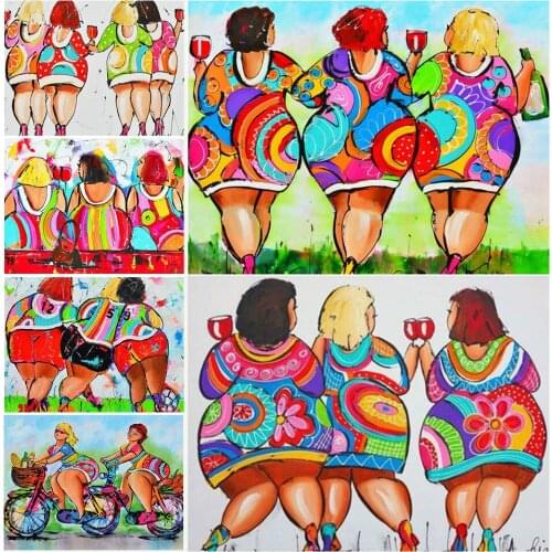 CraftArtGo 5D DIY Diamond Embroidery Fat girl Full Round Square Rhinestone Mosaic Painting Cross Stitch Flowers Diamond Art Kit