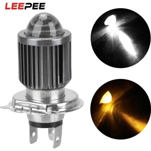 LEEPEE H4 BA20D Motorcycle Headlight 6000K Bulbs Moto Led CSP Lens Lamp Scooter Fog Lights white to yellow ATV Accessories