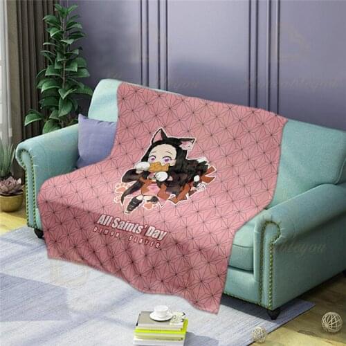 Flannel Blanket Anime Living Room Bedroom Air Conditioning Bed Blankets for Sofa Car Bedding Sleeping Travel Blanket