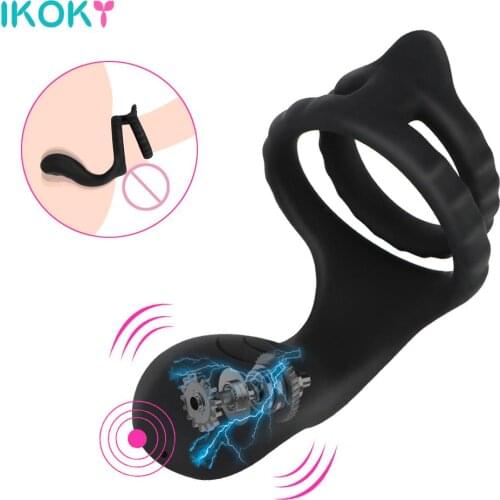 IKOKY Male Cock Ring Mens Masturbators Penis Delay Trainer Ring Adult Products Automatic Masturbating Machine
