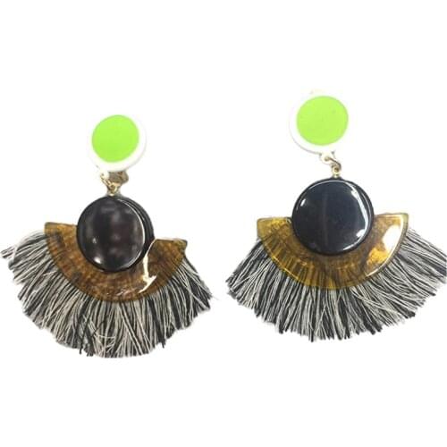 ISINYEE Fashion Bohemian Tassel Dangle Earrings For Women Handmade Tassle Earring Big Acrylic Ear Bohe Statement Jewelry Brincos