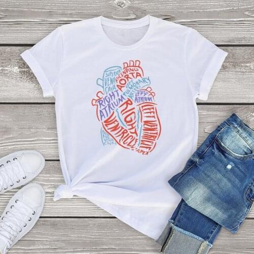 JKLPOLQ Funny Human Heart Graphic T Shirt Women Clothing Summer Unisex Medical Anatomy Tops Fashion Short Sleeve Cotton Tee