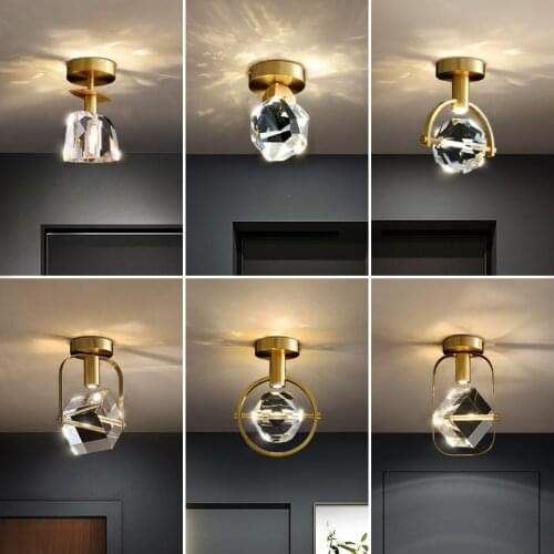 JMZM Modern Crystal Ceiling Light Copper Mini Ceiling Lamp Aisle Corridor Indoor LED Light For Cloakroom Balcony Kitchen Bedroom